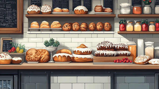 A bakery with a modern minimalist style and a flat design - Powered by Adobe
