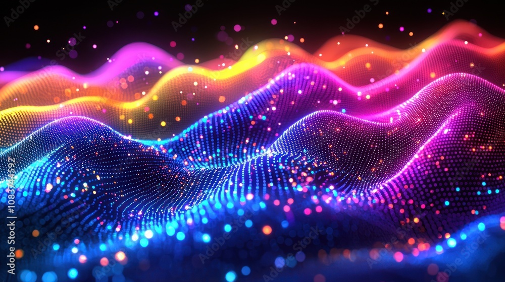 Aufkleber abstract wavy pattern of multicolored lights