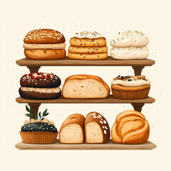 A bakery with a modern minimalist style and a flat design