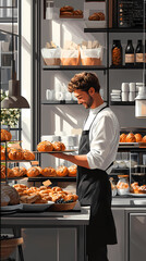 A bakery with a modern minimalist style and a flat design