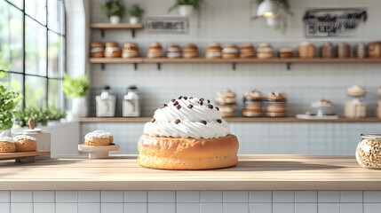 A bakery with a modern minimalist style and a flat design