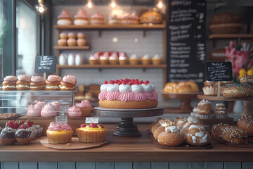 A bakery with a modern minimalist style and a flat design
