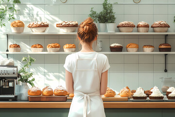 A bakery with a modern minimalist style and a flat design