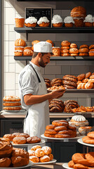 A bakery with a modern minimalist style and a flat design