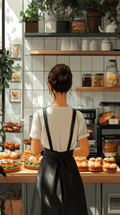 A bakery with a modern minimalist style and a flat design