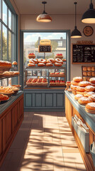 A bakery with a modern minimalist style and a flat design