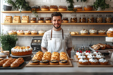 A bakery with a modern minimalist style and a flat design
