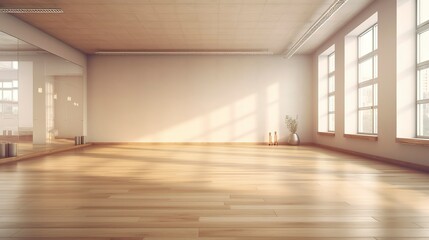 Fototapeta premium A photo of a clean and empty yoga studio.