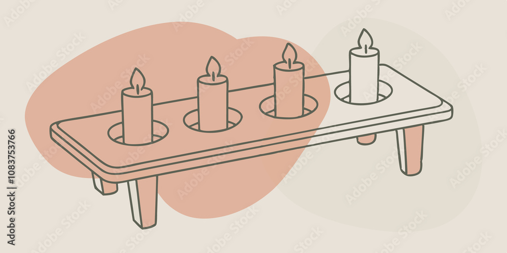 Poster altar of the ancients a flat stone slab serves as an altar adorned with several candles. each candle