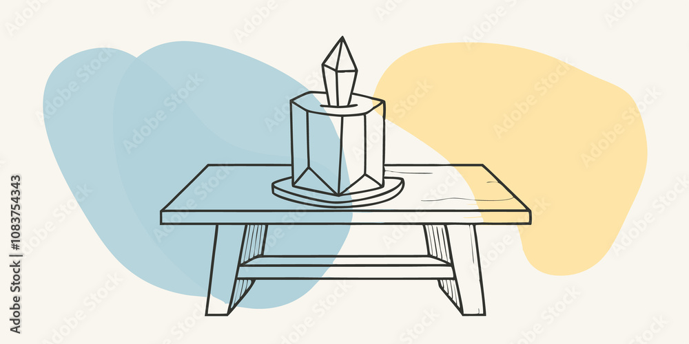 Poster Candlelit Companion A solitary crystal sits beside a flickering candle its radiant light complementing the soft flame casting a warm and serene glow that envelops the dark corners