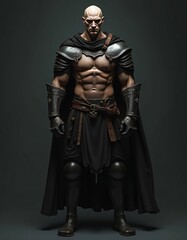 Fototapeta premium a fantasy and fictional medieval warrior with very smooth body lines and a very smooth face, dark colors, red, purple, realistic, detailed