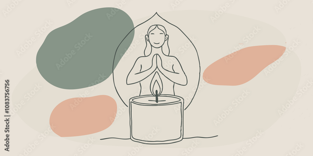 Poster gentle flames a single candle flickers in the foreground illuminating a meditative figure pressed ag