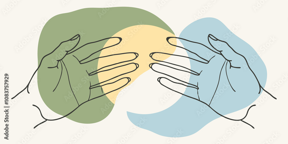 Poster lunar touch a pair of hands reaches gently towards a glowing full moon. soft silvery light cascades 