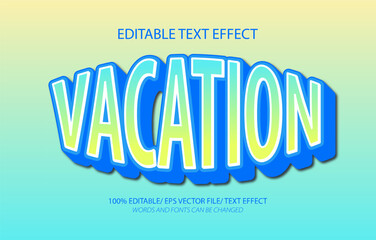 Obraz premium Vacation editable text effect, 3D editable text template