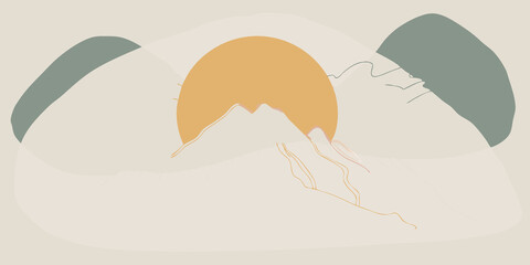 Mountain Summit A lone hiker reaches the peak of a mountain at dawn silhouetted against the orange and yellow hues of the sunrise hands extended as if to catch the first light of