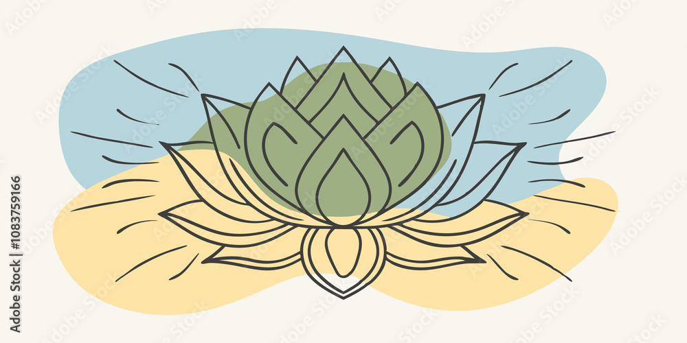 Poster Radiant Waves Illustrate a heart chakra as a green lotus flower at the center with golden waves or ripples emanating from its core spreading warmth and light into the surrounding