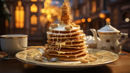 Fototapeta premium A photo of a fashionable pancake house