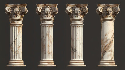 Obraz premium Classic antique marble columns set. Renaissance. Illustration
