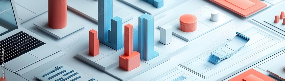 Poster a modern, abstract representation of data visualization with colorful bars and shapes, symbolizing a