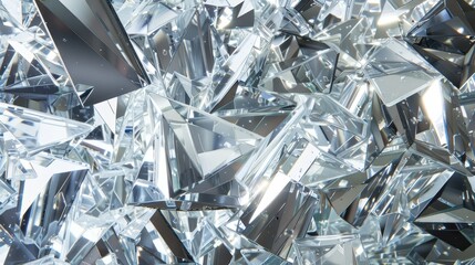 Shimmering Crystal Facets in a Luxurious Arrangement, Capturing Light and Reflection in a Mesmerizing Abstract Display of Sparkling Geometry