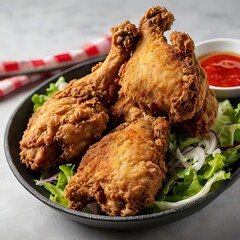Delicious Fried Chicken with assortment metarial served