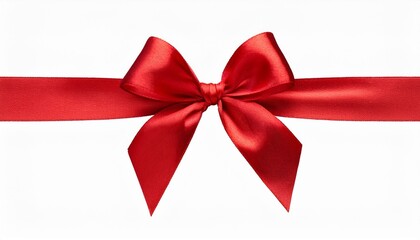 Red ribbon bow for gift box decoration, elegant festive ornament, shiny red ribbon with bow, isolated PNG on transparent background, perfect for christmas, birthday, and holiday gift wrapping design