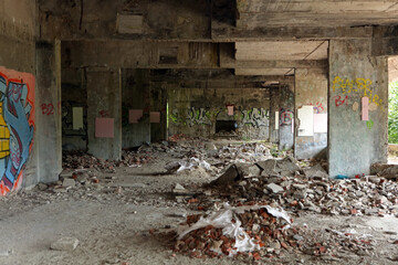 Former Olympic Hotel Igman near Mount Igman, damaged during Siege of Sarajevo, Bosnia and Herzegovina