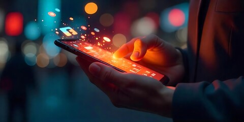 3D Smartphone Render with Floating Social Media Icons, Modern 3D Smartphone Mockup with Social Media Symbols and Notifications