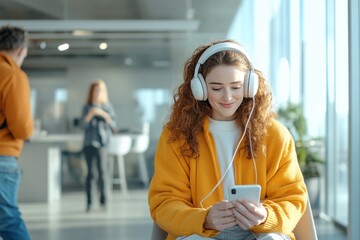 A person wearing a headset with a microphone. Generative AI