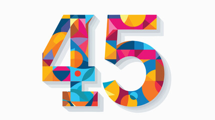 Colorful Geometric Flat Digit 5 Vector Isolated