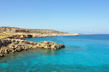 Beautiful natural formations and turquoise sea near the Capo Creco in Cyprus.