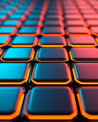 Obraz premium Futuristic grid pattern with glowing edges in blue and orange hues, creating vibrant and dynamic visual effect