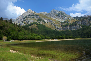 Landscape of Trnovacko Lake on the border between Montenegro and Bosnia and Herzegovina