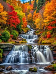 Obraz premium Amazing beauty of nature, cascade waterfall at colorful autumn forest