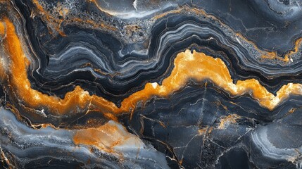 Obraz premium Abstract background with swirly grey and gold marble pattern.