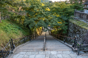 Japanese garden in Kiyomizu-dera is a Buddhist temple located in eastern Kyoto, Japan. The temple is part of the Historic Monuments of Ancient Kyoto UNESCO World Heritage Site. 