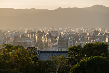 Kyoto Cityscape view from Kiyomizu-dera is a Buddhist temple located in eastern Kyoto, Japan. The temple is part of the Historic Monuments of Ancient Kyoto UNESCO World Heritage Site. 