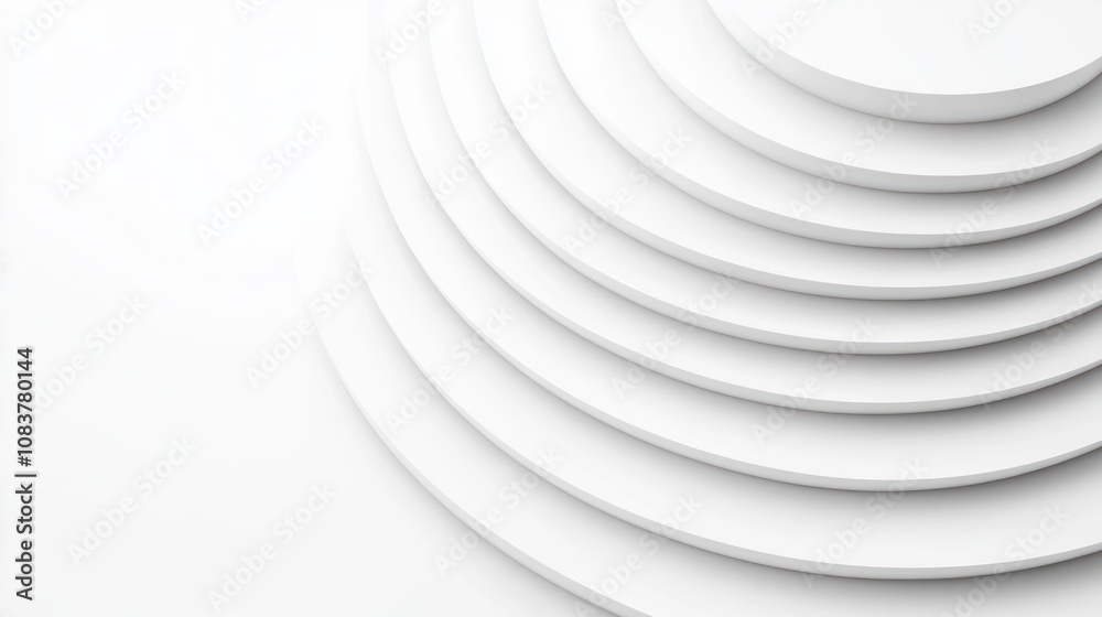 Poster Circular white layers creating depth in minimalist design abstract composition studio setting modern aesthetic