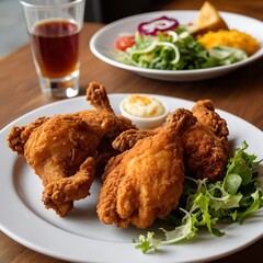 Delicious Fried Chicken with assortment metarial served