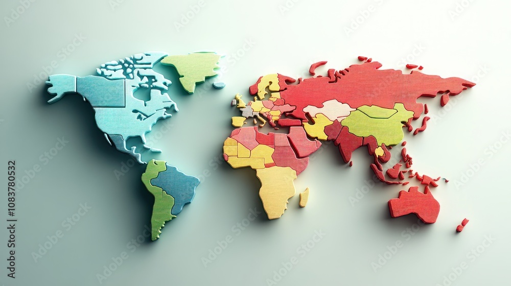 Aufkleber exploring global geography colorful world map educational infographic creative design modern aesthet