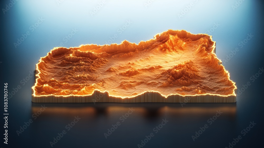 Poster 3d relief map creation digital art abstract design studio setting close-up view geographical concept for visualization