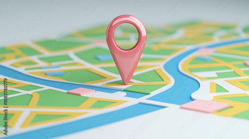 Poster Pinpointing location on a map urban environment digital content geographical viewpoint navigation concept