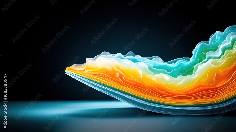 Poster colorful layered paper art display studio space digital artwork modern environment close-up view abs