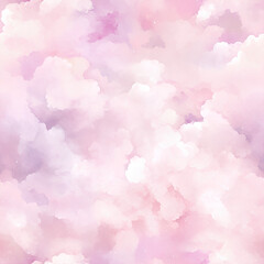 Fototapeta premium High resolution illustrations of dreamy watercolor clouds, merging pink and purple tones, soft and gentle textures, abstract and serene, seamless design.