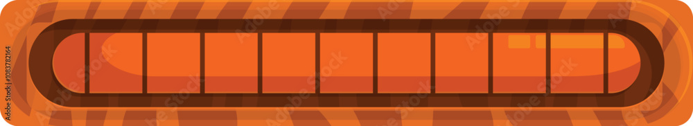 Poster orange loading or progress bar with a wooden frame, ideal for game ui design