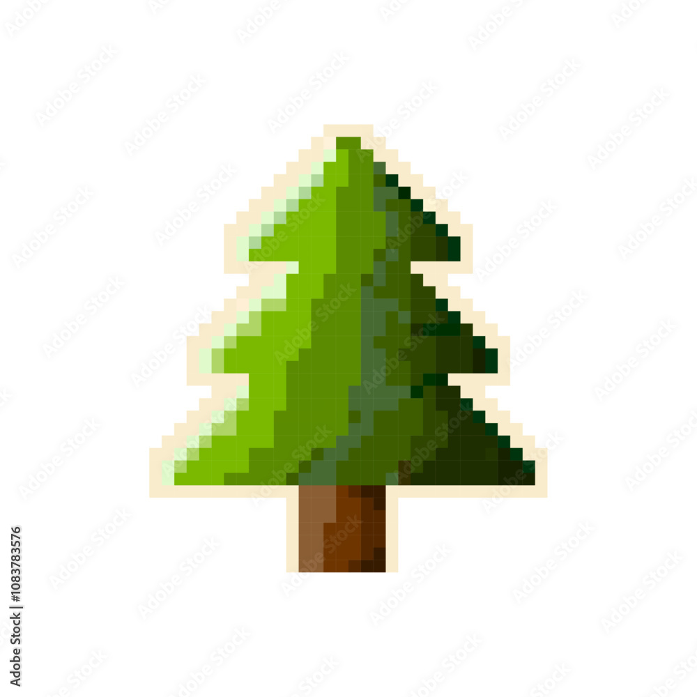 Aufkleber Christmas tree in pixel art style. New Year tree spruce isolated on transparent background. Vector illustration in pixel 8-bit art style
