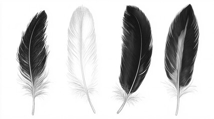 Obraz premium Realistic feather textures in black and white