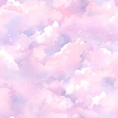 Fototapeta premium High resolution illustrations of pastel watercolor clouds, abstract and dreamy, soft gradients, airy and calming feel, seamless design