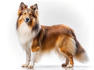 Fototapeta premium Beautiful Collie Sheepdog Standing Gracefully on a Clear Background, Ideal for Promotional Materials and Graphic Design Projects