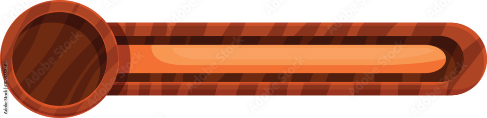Poster horizontal wooden progress bar with an orange loading indicator and a circular handle, representing 